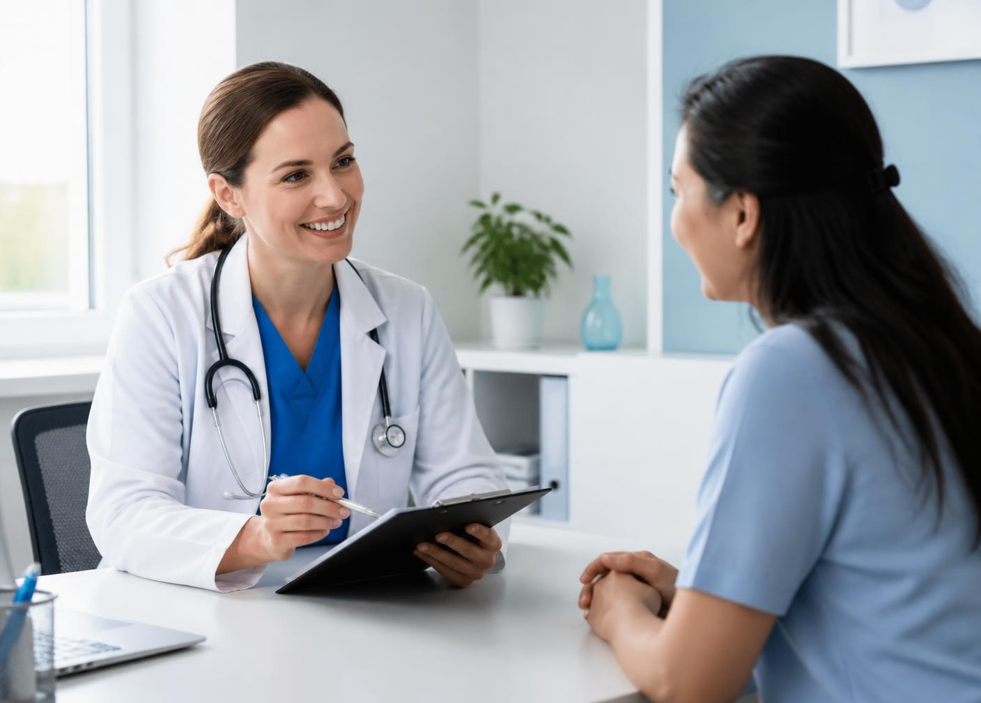 Provider discussing a care plan with a patient at Top Care Medical Clinic